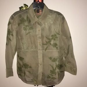 Linda Allard Ellen Tracy Sheer Blouse 100% Silk